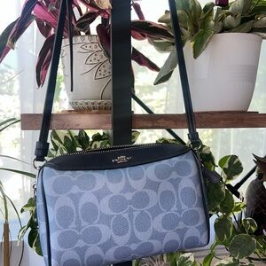 Coach Signature Blue and Black Crossbody Bag